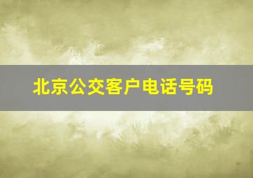 北京公交客户电话号码