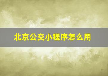 北京公交小程序怎么用