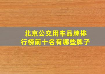 北京公交用车品牌排行榜前十名有哪些牌子