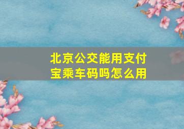 北京公交能用支付宝乘车码吗怎么用