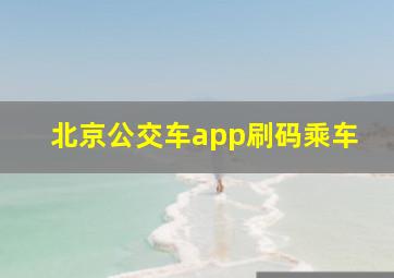 北京公交车app刷码乘车