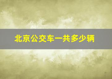 北京公交车一共多少辆