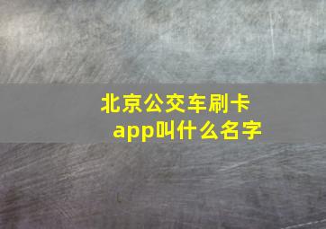 北京公交车刷卡app叫什么名字