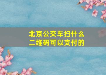 北京公交车扫什么二维码可以支付的