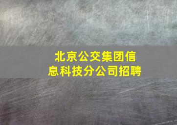 北京公交集团信息科技分公司招聘