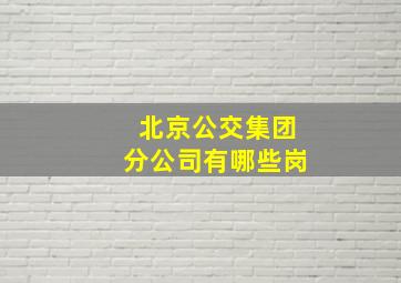 北京公交集团分公司有哪些岗