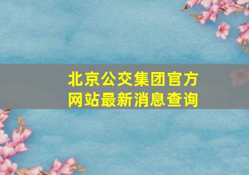 北京公交集团官方网站最新消息查询