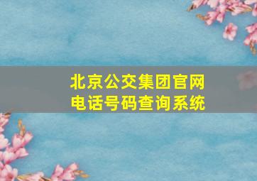 北京公交集团官网电话号码查询系统