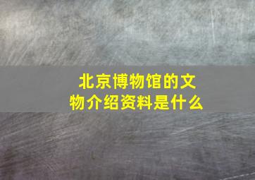 北京博物馆的文物介绍资料是什么