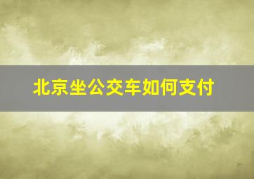 北京坐公交车如何支付