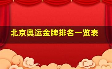 北京奥运金牌排名一览表