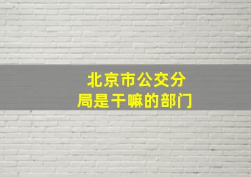 北京市公交分局是干嘛的部门