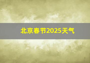 北京春节2025天气