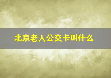 北京老人公交卡叫什么