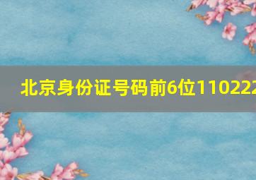 北京身份证号码前6位110222