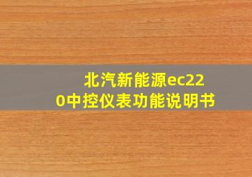 北汽新能源ec220中控仪表功能说明书