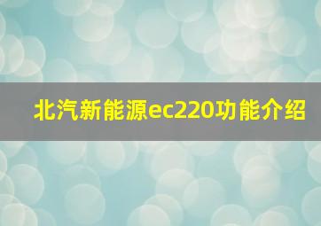 北汽新能源ec220功能介绍