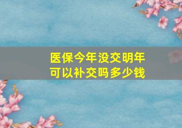 医保今年没交明年可以补交吗多少钱