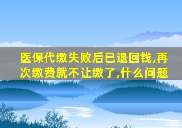 医保代缴失败后已退回钱,再次缴费就不让缴了,什么问题