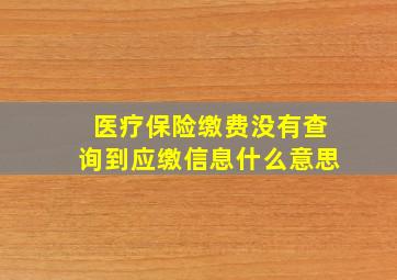 医疗保险缴费没有查询到应缴信息什么意思