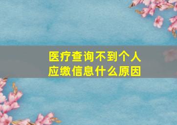 医疗查询不到个人应缴信息什么原因