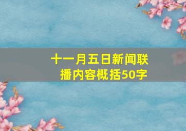 十一月五日新闻联播内容概括50字