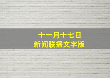 十一月十七日新闻联播文字版