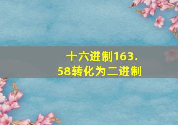 十六进制163.58转化为二进制