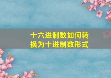 十六进制数如何转换为十进制数形式