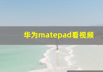 华为matepad看视频