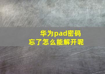 华为pad密码忘了怎么能解开呢