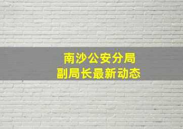 南沙公安分局副局长最新动态