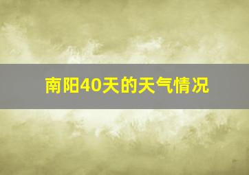 南阳40天的天气情况