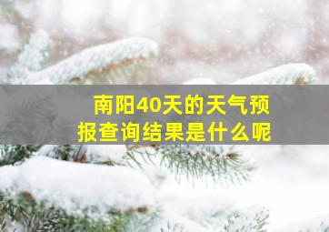 南阳40天的天气预报查询结果是什么呢