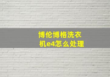 博伦博格洗衣机e4怎么处理