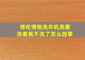 博伦博格洗衣机洗着洗着就不洗了怎么回事