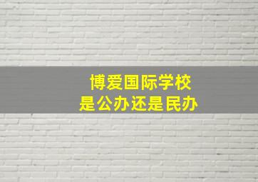 博爱国际学校是公办还是民办