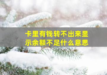 卡里有钱转不出来显示余额不足什么意思