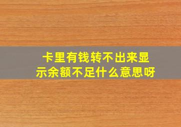 卡里有钱转不出来显示余额不足什么意思呀