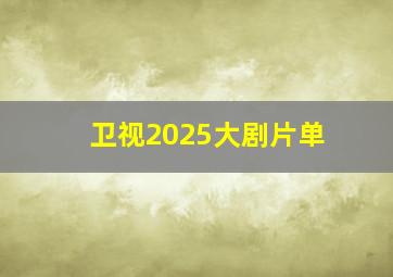 卫视2025大剧片单