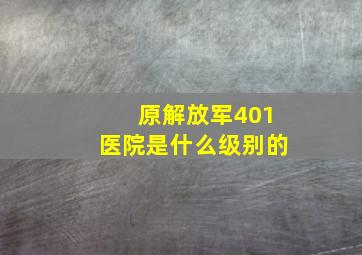 原解放军401医院是什么级别的