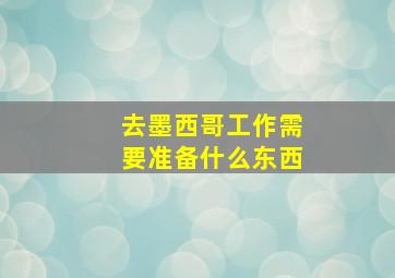 去墨西哥工作需要准备什么东西