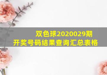 双色球2020029期开奖号码结果查询汇总表格