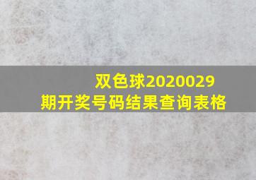 双色球2020029期开奖号码结果查询表格