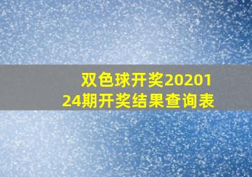 双色球开奖2020124期开奖结果查询表