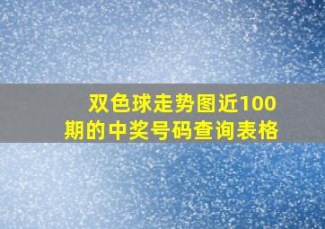 双色球走势图近100期的中奖号码查询表格