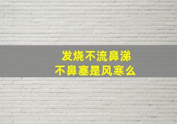 发烧不流鼻涕不鼻塞是风寒么