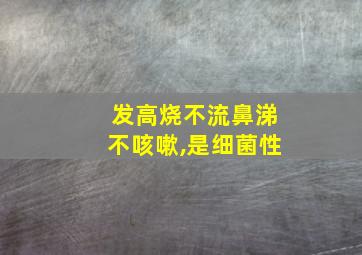 发高烧不流鼻涕不咳嗽,是细菌性