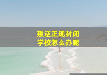 叛逆正规封闭学校怎么办呢