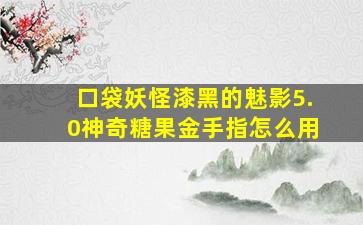 口袋妖怪漆黑的魅影5.0神奇糖果金手指怎么用